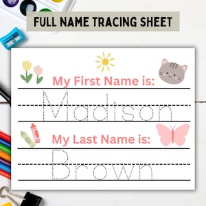 Custom First and Last name Tracing sheet for Girls | Kids Tracing |Educational activity