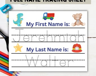 Custom First and Last name Tracing sheet for Boys | Kids Tracing | Educational activity