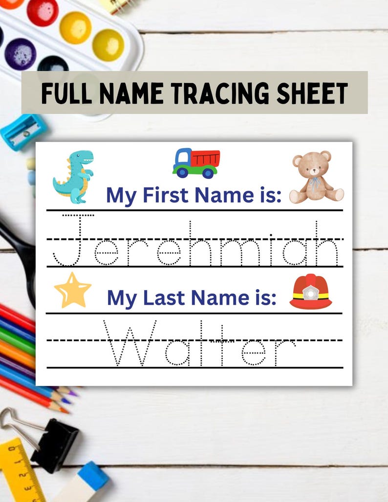 Custom First and Last Name Tracing Sheet for Boys Name Tracing My