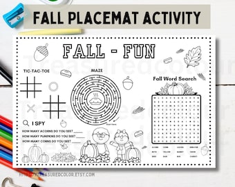 Fall Placemat Coloring Activity | Kids Autumn Fun (Printable)