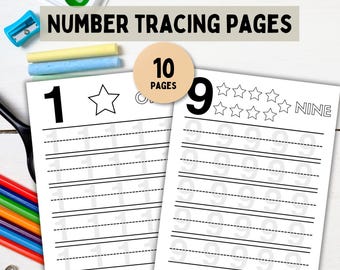 Number Tracing Activity, Numbers 1-10 (Printable Digital Download)