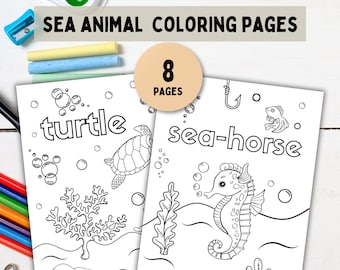 Sea Animal Coloring Pages, Ocean Theme Activity (Digital Download)