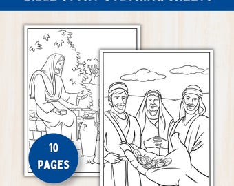 Páginas para colorear de historias bíblicas / 10 actividades cristianas imprimibles (descarga digital)