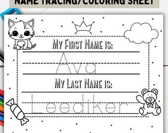 Personalized Name Tracing Worksheet | Kids Coloring Activity (Printable Digital Download)