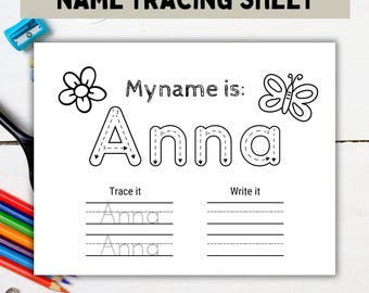 Personalized Name Tracing Worksheet | Girls Coloring Activity (Printable Digital Download)