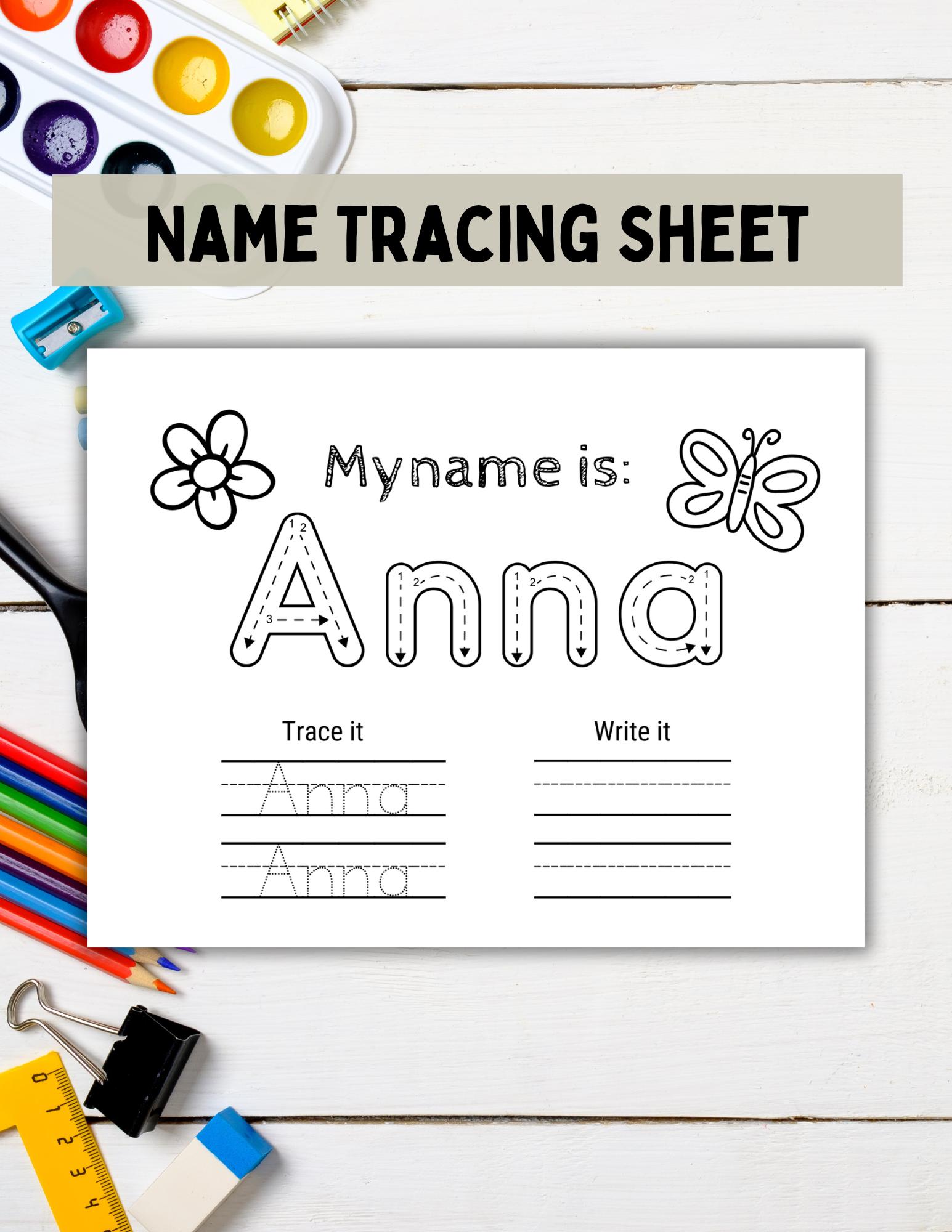 Personalized Name Tracing Worksheet | Girls Coloring Activity ...