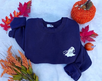 Halloween Nurse Ghost Embroidered Sweatshirt
