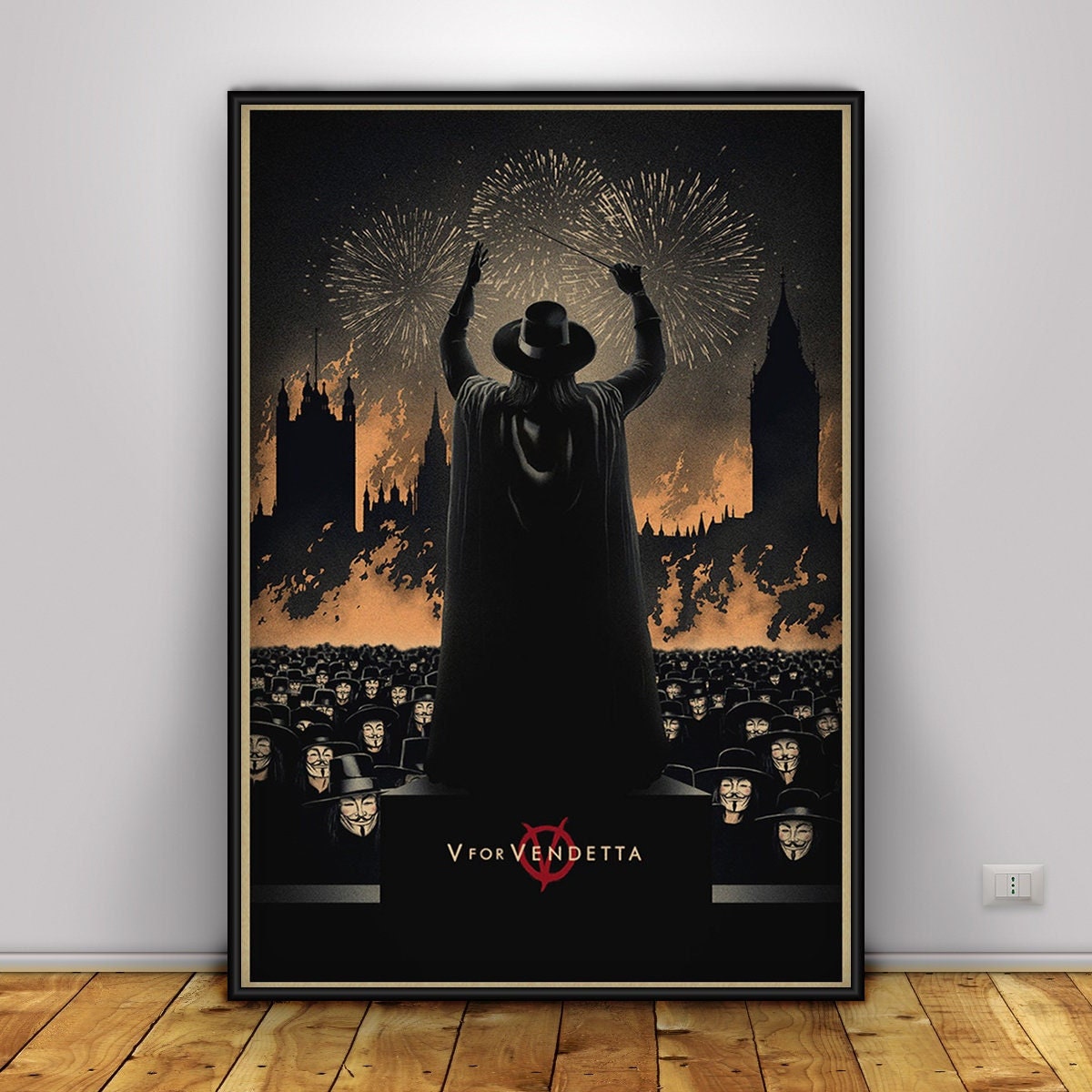 V for Vendetta Full-Size Movie Poster Deluxe Framed with Hugo Weaving –  Palm Beach Autographs LLC