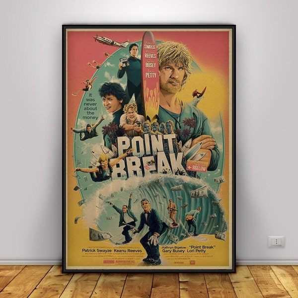 Affiche Point Break, oeuvre d'art mural, impressions murales, décoration d'intérieur, impression sur papier kraft, affiche cadeau, affiche de film