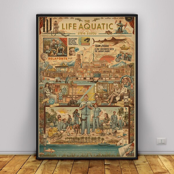 The Life Aquatic Poster, Wall Art, Wall Prints, Home Decor, Kraft Paper Print, Gift Poster, Movie Poster