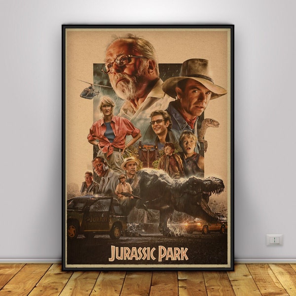 Affiche Jurassic Park, Art mural, Impressions murales, Décoration intérieure, Impression sur papier Kraft, Affiche cadeau, Affiche de film