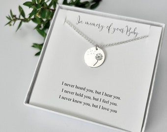 Baby Loss Necklace, Miscarriage Gift, Child Memorial Necklace, Simple Meaningful Jewelry, Pregnancy Loss, Sterling Silver Dandelion Necklace