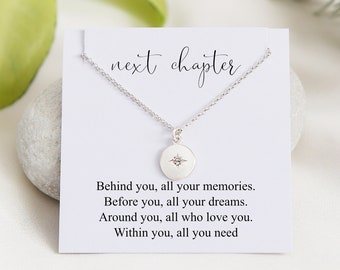 New Chapter Gift, New Beginnings Necklace, Coworker Leaving Necklace, Gift Message, North Star Necklace, Meaningful gift for Her, New Start