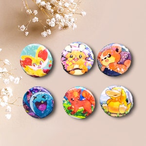 6 Random 1.25 TCG Pkmn Button Pins
