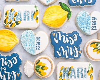 Lemon Tile Wedding Cookies: Hand-Painted Mediterranean Favors