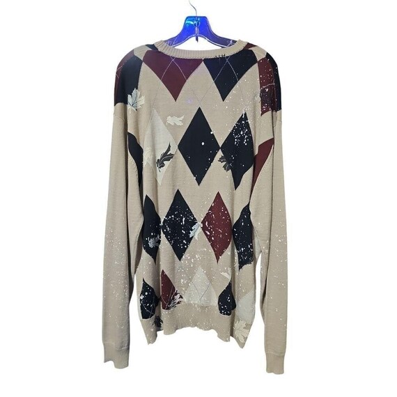 RETRO Argyle Patchwork Sweater 2XL Oversized Embr… - image 6