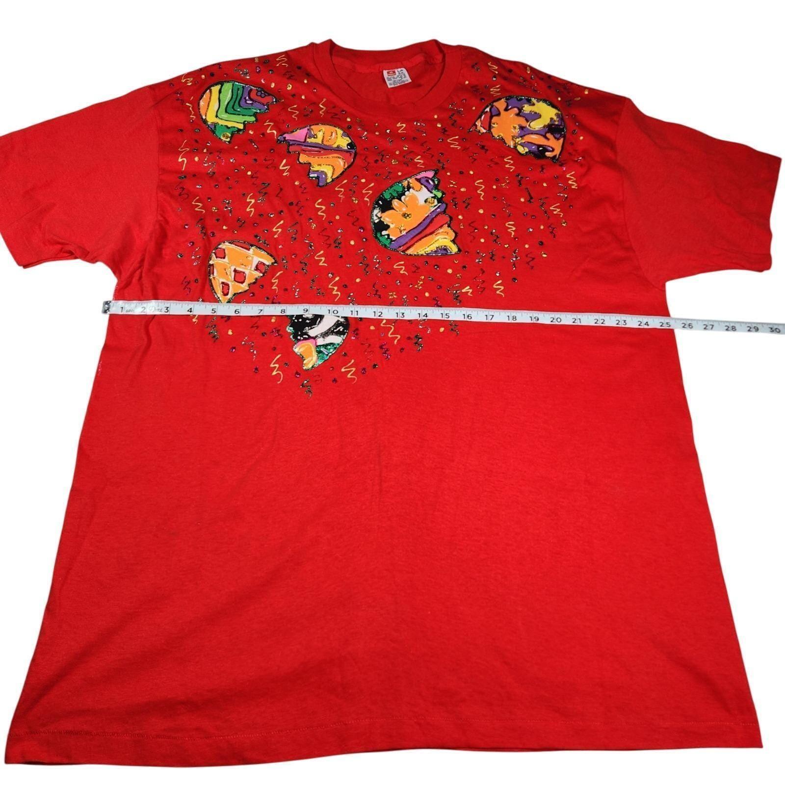 Vintage Hanes Beefy-t Red T-shirt 2XL Made in USA Abstract Funky Vintage Hanes Beefy-t Red T-shirt 2XL Made in USA Abstract Funky