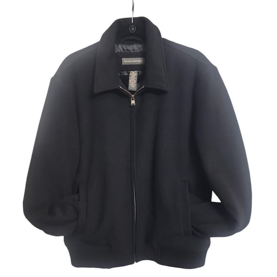 VINTAGE Banana Republic Black Wool Cashmere Bomber Jacket Men's L