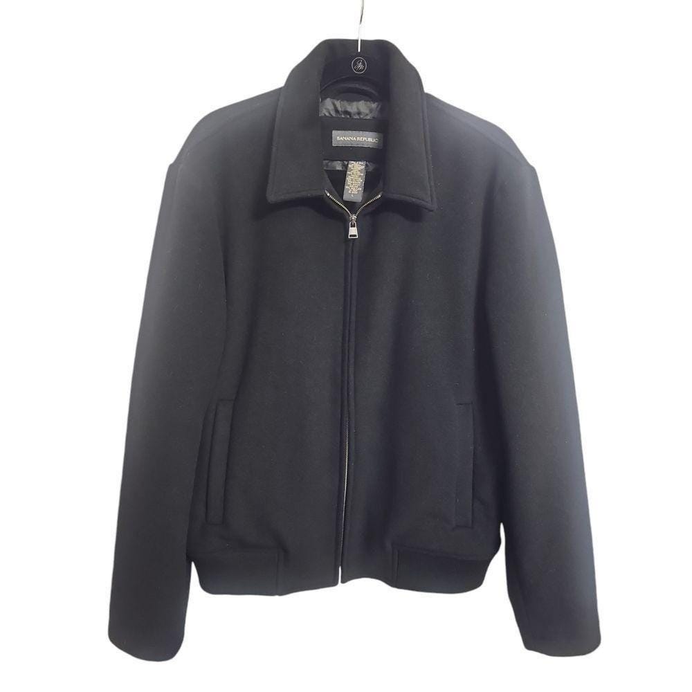 VINTAGE Banana Republic Black Wool Cashmere Bomber Jacket Men