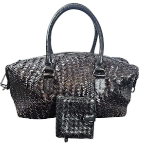 Bottega Veneta Wallet Massimo Dutti Woven Bag Set Intrecciato Leather Black image 1