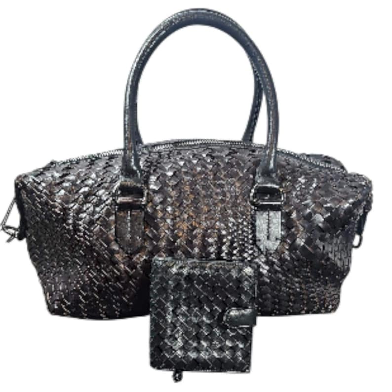 Bottega Veneta Wallet Massimo Dutti Woven Bag Set Intrecciato Leather Black image 1