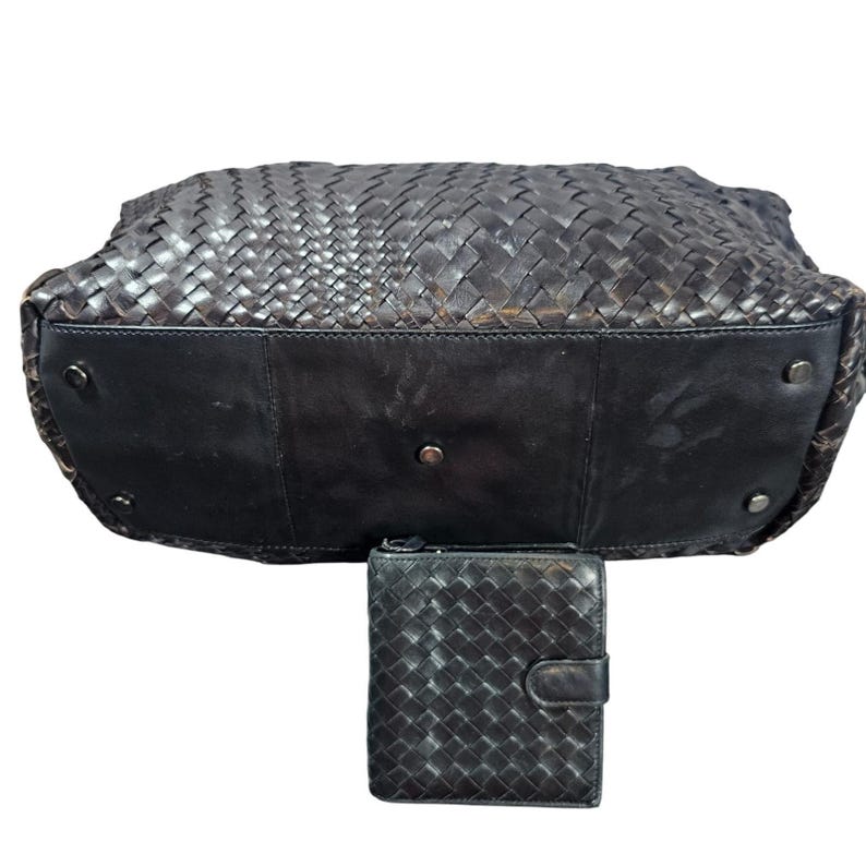 Bottega Veneta Wallet Massimo Dutti Woven Bag Set Intrecciato Leather Black image 8