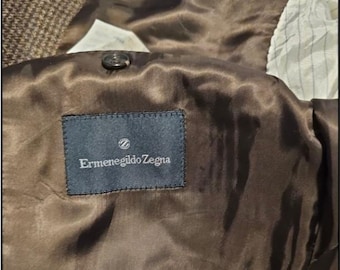 VTG Ermenegildo Zegna Men's 100% Wool Brown Textured 3-Button Blazer Jacket 42L