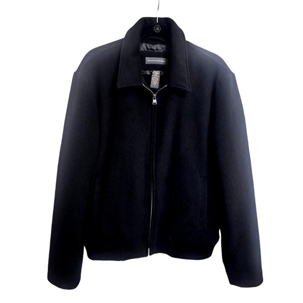 VINTAGE Banana Republic Black Wool Cashmere Bomber Jacket Men's L