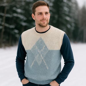 Nuggets Vintage Knit Sweater Vest Argyle Sleeveless 90s Grandpacore Large