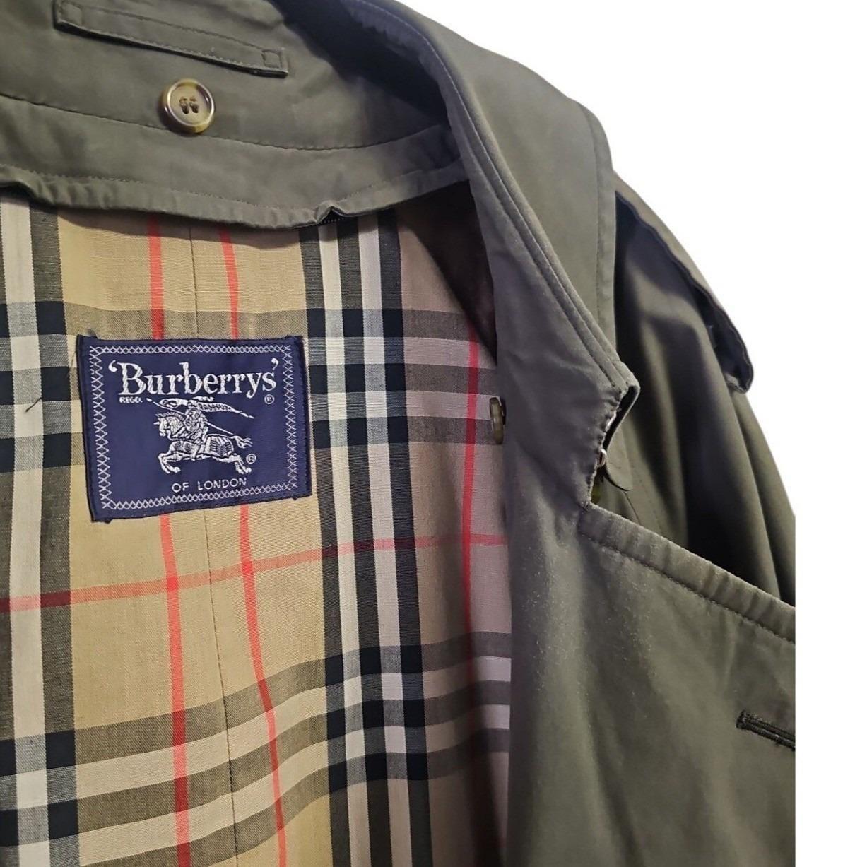Vintage Burberrys of London Trench Coat Green Men's 42R 90s Nova