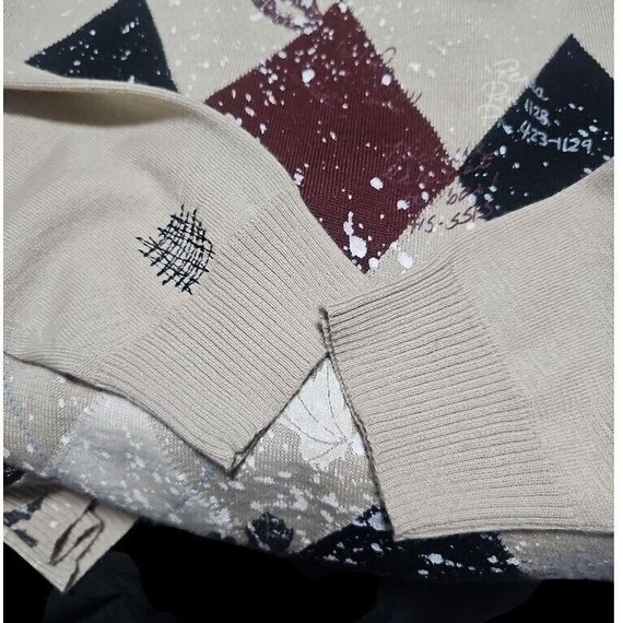 RETRO Argyle Patchwork Sweater 2XL Oversized Embr… - image 8