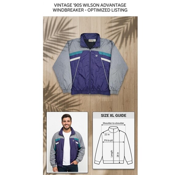 Vintage 90s Wilson Advantage Windbreaker Jacket Retro Sport