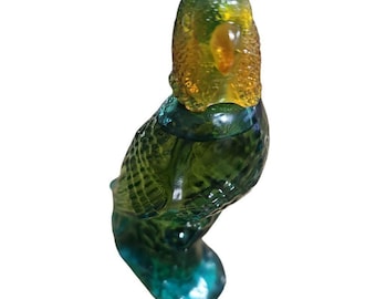 Botella de colonia Avon Island Parakeet Moonwind de 1970, vidrio colorido vintage