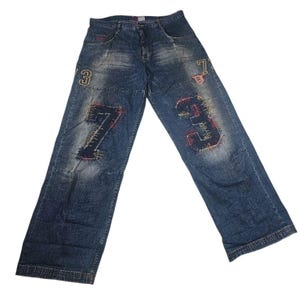 Vaqueros Pepe Jeans de pierna ancha con parches desgastados en azul para hombre, talla 40, muy raros