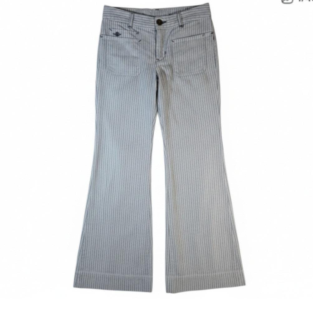 Ralph Lauren Girls 14 Blue White Striped Denim Wide Leg Sailor