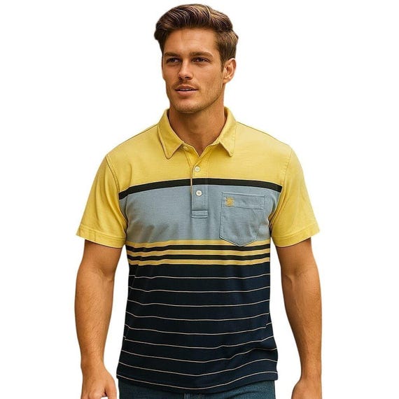 Christian Dior Monsieur Vintage Striped Polo Shirt Short Sleeve