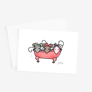 Carte de vœux Souris de baignoire