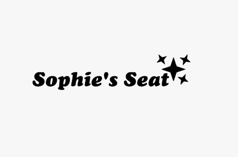 May include: Black and white logo with the text "Sophie's Seat" and a stylized star with four points.
