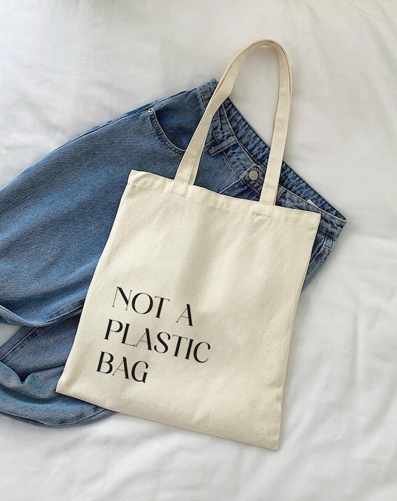 Minimalist Tote Bag, Say No to Plastic Bag, Reusable Canvas Tote