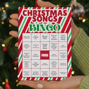 50 Weihnachtslieder Bingokarten, Weihnachtslieder Bingospiel, Weihnachtslieder Bingo, Song Weihnachtsbingo, Einzigartige Feiertags Bingokarten