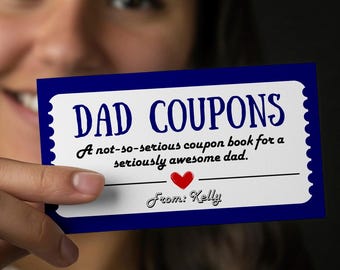 Dad Coupon Book, Editable 45 Coupon for Dad, Father's Day Gift Coupons for Dad, Instant Download Coupon Book, Printable Dad Coupons