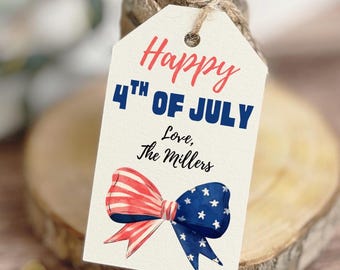 Etiqueta de regalo del 4 de julio, etiqueta de recuerdo del Día de la Independencia, etiqueta de regalo imprimible de Estados Unidos, etiqueta de regalo editable del 4 de julio