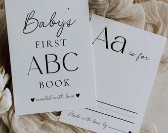Baby Shower ABC Book, First Alphabet Book, Baby's First ABC Book, Minimalist Baby Shower ABC Game Template, A-Z Editable Game Template