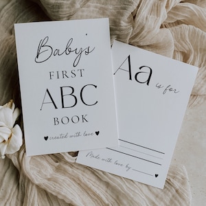 Baby Shower ABC Book, First Alphabet Book, Baby&#39;s First ABC Book, Minimalist Baby Shower ABC Game Template, A-Z Editable Game Template