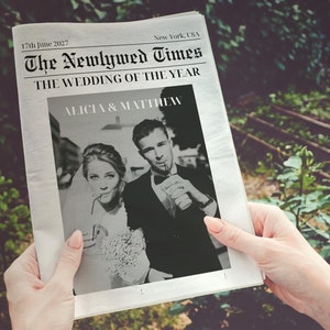 Wedding Newspaper Program Template, Editable Wedding Day Newspaper, Wedding Program, Newlywed Times, Wedding Newspaper Instant Download