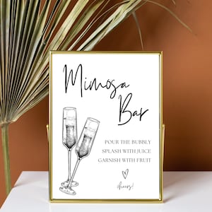 Bridal Shower Mimosa Bar Sign, Minimalist Bridal Brunch Mimosa Bar, Bubbly Bar Sign, Modern Bridal Shower Mimosa Template, SCRIPT