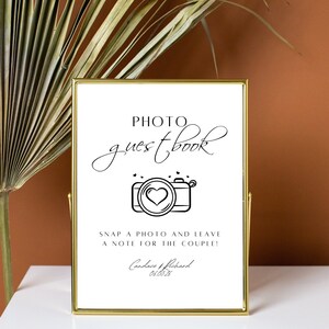 Photo Guestbook for Wedding, Minimalist Photo Guestbook Sign, Modern Wedding Guestbook Sign Template, SCRIPT