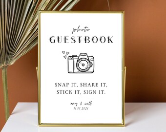 Snap it Shake it Photo Guestbook for Wedding, Minimalist Photo Guestbook Sign, Modern Wedding Guestbook Sign Template