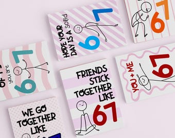 Printable 67 Valentines Day Cards, Six Seven Valentine's Day Cards, Kids 6 7 Cards,  Classroom & Friendship Valentine Cards,Instant Download