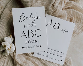 Baby Shower ABC Book, First Alphabet Book, Baby's First ABC Book, Minimalist Baby Shower ABC Game Template, A-Z Editable Game Template